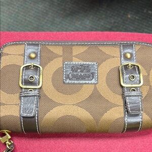 Coach Brown and Gold Wristlet